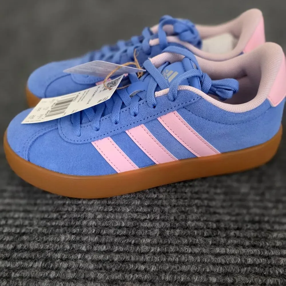 Adidas VL Court 3.0 Kid's Size 2 Lace-Up Sneakers Blue Pink New In Box